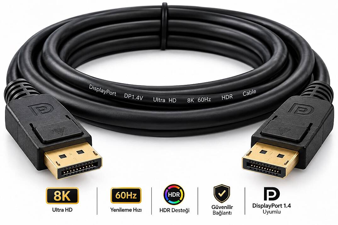 Molix MX-2565 DisplayPort v1.4 5 Metre 8K 60Hz / 1080p 300Hz Altın Uçlu DP Kablo - 3